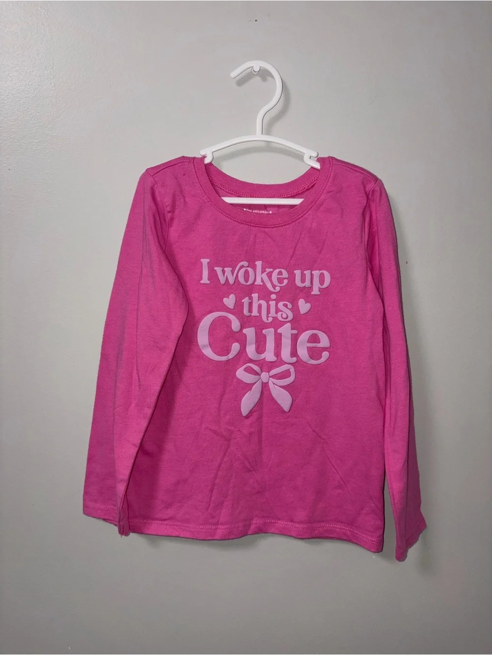 The Children’s Place Pink I Woke Up This Cute Bow Graphic Long Sleeve Tee 5T